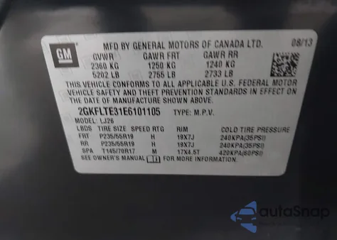 2014 GMC Terrain Slt-2 from USA, damaged, VIN 2GKFLTE31E6101105